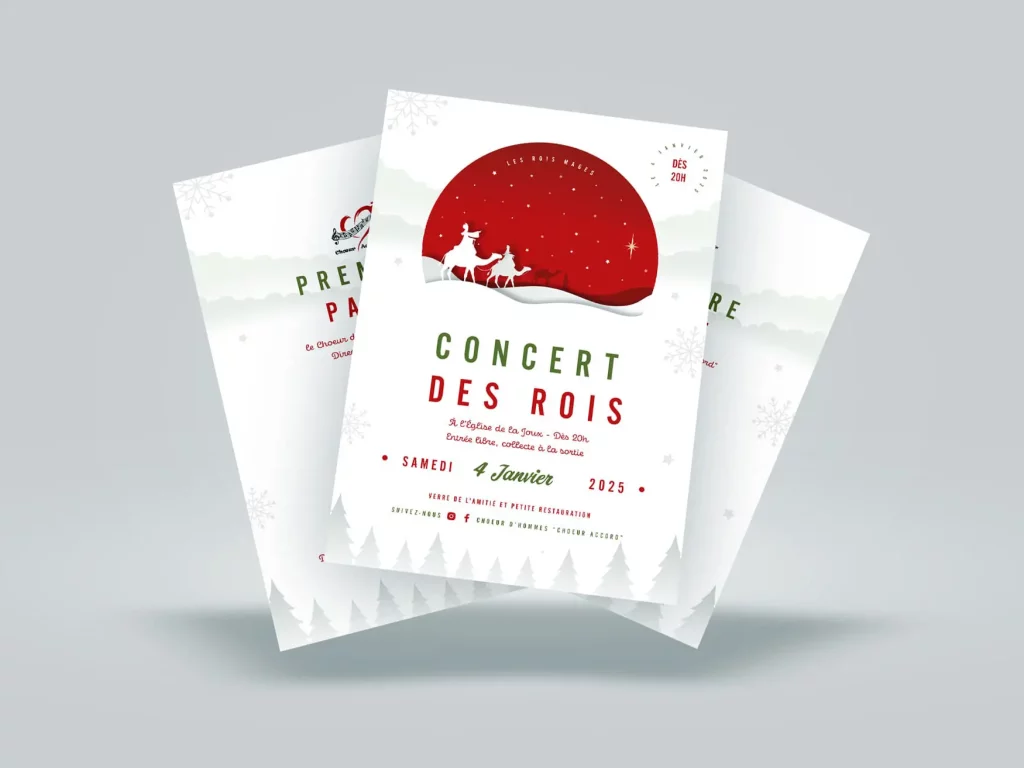 Projet d'une graphiste, fribourg, flyer du concert des rois de choeur accord.
