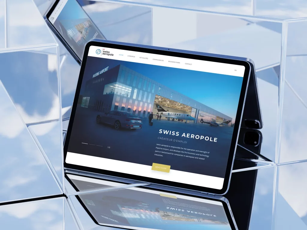 Site internet de Swiss Aeropole à Fribourg.