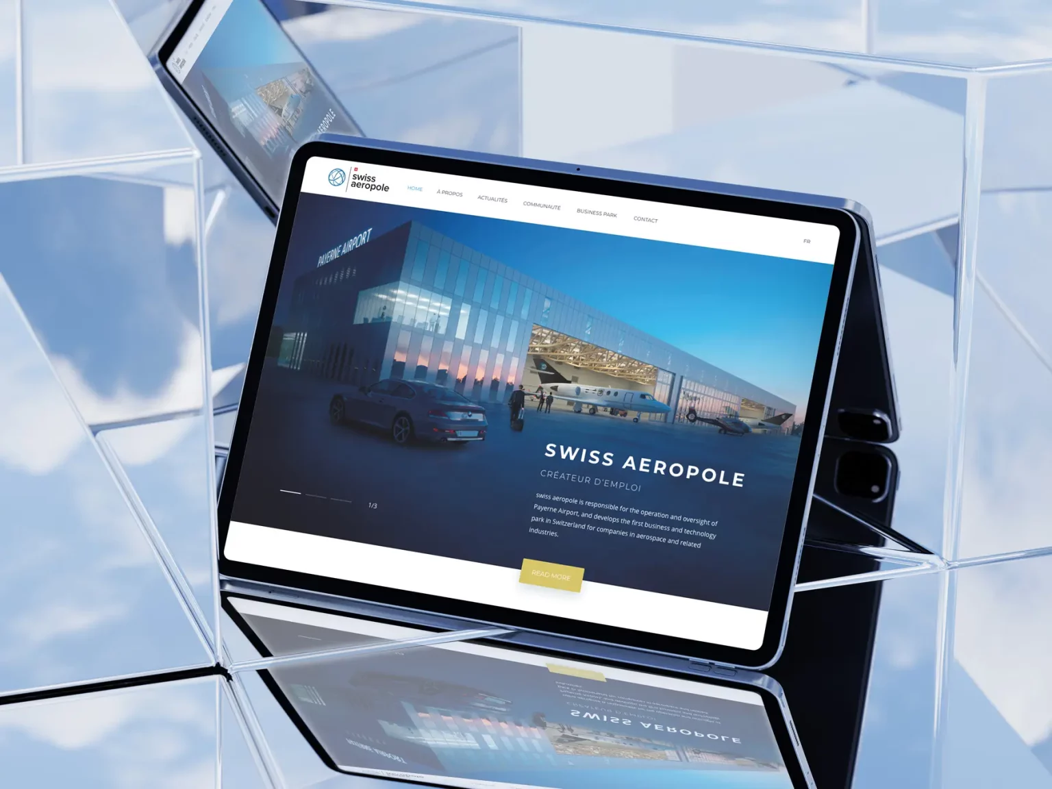 Site internet de Swiss Aeropole à Fribourg.
